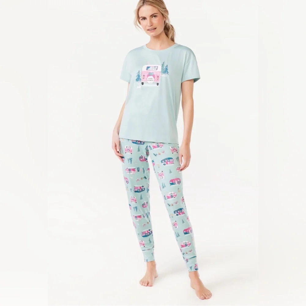 2 Piece plus size Women’s Short Sleeve T-Shirt and Joggers‎ Pajama Set size 3X